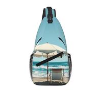 ANABPRMA Sac à bandoulière coloré Happy Birthday Cupcakes pour homme, sac à dos à bandoulière avec plusieurs poches pour voyage et usage quotidien, Scène de plage avec chaises, Taille unique