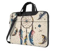 ANABPRMA Sac à bandoulière pour ordinateur portable 13/14/15,6" Motif fleurs fluo, Attrape-rêves et lune, 13 inch