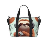 ANABPRMA Sac de voyage à bandoulière résistant à l'eau pour chien Corgi, grand bagage à main avec sangle réglable, multi-compartiments pour la gym, les voyages, l'extérieur, Musique de paresseux drôle