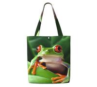 ANABPRMA Sac fourre-tout en toile avec drapeau américain - Aigle de feu pour femme - Sac à bandoulière réutilisable, grand sac à main avec fermeture à bouton, Adorable grenouille., Taille unique