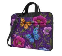 ANABPRMA Sac pour ordinateur portable Musée du Louvre à Paris, sac à bandoulière tendance pour ordinateur portable 13/14/15,6", Fleurs et papillons., 14 inch
