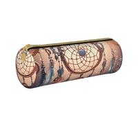 ANABPRMA Shiba Inu Trousse à crayons cylindrique en cuir avec fermeture éclair pour fournitures scolaires et de bureau Motif sourire, Attrape-rêves indien., Taille unique, Pochette à monnaie