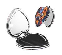ANABPRMA Skull Boy And Flower2_1 Miroir de poche portable de maquillage, miroir compact double face en polyuréthane avec grossissement pour voyage