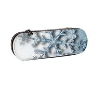 ANABPRMA Snow Leopard Trousse à crayons en cuir rigide multi-usage avec fermeture éclair pour papeterie, maquillage ou petits accessoires, Flocon de neige, Taille unique, Trousse de beauté