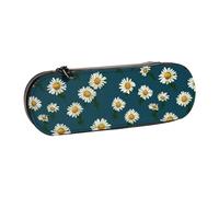 ANABPRMA Snow Leopard Trousse à crayons en cuir rigide multi-usage avec fermeture éclair pour papeterie, maquillage ou petits accessoires, Petite marguerite, Taille unique, Trousse de beauté