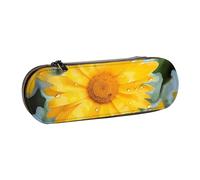 ANABPRMA Sunset Trousse à crayons en cuir rigide multi-usage avec fermeture éclair pour papeterie, maquillage ou petits accessoires, Marguerite jaune., Taille unique, Trousse de beauté