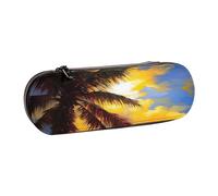 ANABPRMA Sunset Trousse à crayons en cuir rigide multi-usage avec fermeture éclair pour papeterie, maquillage ou petits accessoires, Sunset Palm, Taille unique, Trousse de beauté