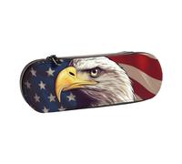 ANABPRMA Sunset Trousse à crayons en cuir rigide multi-usage avec fermeture éclair pour papeterie, maquillage ou petits accessoires, Drapeau et aigle des États-Unis, Taille unique, Trousse de beauté