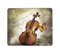 ANABPRMA Tapis de souris à bords en caoutchouc pour bureau et jeux, motif papillon et violoncelle - Tapis de souris antidérapant avec bords cousus, plusieurs tailles 19 x 24 cm