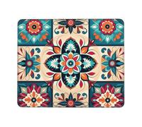 ANABPRMA Tapis de souris à carreaux indiens arabes avec bords en caoutchouc pour bureau et jeux, tapis de souris antidérapant avec bords cousus, plusieurs tailles, 7 x 21,8 cm