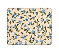 ANABPRMA Tapis de souris antidérapant avec bords cousus, motif petites fleurs bleues, pour bureau et jeux, plusieurs tailles 19 x 24 cm
