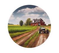 ANABPRMA Tapis de souris en caoutchouc antidérapant avec motif route de campagne et tracteur 20,3 cm avec surface lisse pour bureau et maison