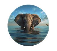 ANABPRMA Tapis de souris en caoutchouc antidérapant avec surface lisse pour bureau et maison Motif éléphant assis dans l'eau 20,3 cm