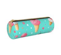 ANABPRMA The Old Hollywood Trousse cylindrique en cuir avec fermeture éclair pour fournitures scolaires et de bureau, Sweet Ice Cream, Taille unique, Pochette à monnaie