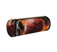 ANABPRMA The Old Hollywood Trousse cylindrique en cuir avec fermeture éclair pour fournitures scolaires et de bureau, Basketball, Taille unique, Pochette à monnaie