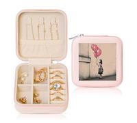 ANABPRMA There Is Always Hope And Girl With Balloons Boîte à bijoux de voyage carrée pour femme Petit organisateur de bijoux en cuir avec fermeture éclair Miroir Portable