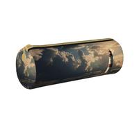 ANABPRMA Thunder Trousse cylindrique en cuir avec fermeture éclair pour fournitures scolaires et de bureau Motif paysage, Old Lighthouse By the Sea, Taille unique, Pochette à monnaie