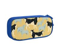 ANABPRMA Trousse à crayons à motif Border Collie, grande capacité, double couche, avec 2 poches principales zippées, organiseur multifonction pour l'école, le bureau, les voyages, bleu, Taille unique,