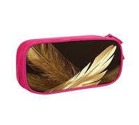 ANABPRMA Trousse à crayons à plumes dorées, grande capacité, double couche, avec 2 poches principales zippées, organiseur multifonction pour l'école, le bureau, les voyages, rose, Taille unique,