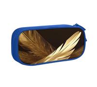ANABPRMA Trousse à crayons à plumes dorées, grande capacité, double couche, avec 2 poches principales zippées, organiseur multifonction pour l'école, le bureau, les voyages, bleu, Taille unique,