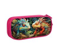 ANABPRMA Trousse à crayons caméléon, grande capacité, double couche, avec 2 poches principales zippées, organiseur multifonction pour l'école, le bureau, les voyages, rose, Taille unique, Trousse de