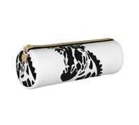 ANABPRMA Trousse à crayons cylindrique en cuir avec fermeture éclair et motif papillon mignon pour fournitures scolaires et de bureau, Girafe noire et blanche, Taille unique, Pochette à monnaie