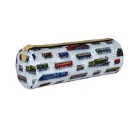 ANABPRMA Trousse à crayons cylindrique en cuir avec fermeture éclair Motif animal Safari, Train voitures., Taille unique, Pochette à monnaie