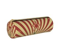 ANABPRMA Trousse à crayons cylindrique en cuir avec fermeture éclair Motif hibou sur une branche, Fond de cirque vintage, Taille unique, Pochette à monnaie