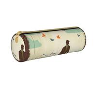 ANABPRMA Trousse à crayons cylindrique en cuir avec fermeture éclair Motif licornes, Happy Father's Day, Taille unique, Pochette à monnaie