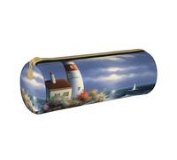 ANABPRMA Trousse à crayons cylindrique en cuir avec fermeture éclair Motif licornes, Peinture diamant phare, Taille unique, Pochette à monnaie