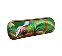 ANABPRMA Trousse à crayons cylindrique en cuir avec fermeture éclair Motif oiseaux volants, Adorable caméléon., Taille unique, Pochette à monnaie