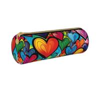 ANABPRMA Trousse à crayons cylindrique en cuir avec fermeture éclair Motif symboles de l'Angleterre, Motif arc-en-ciel Gay Pride, Taille unique, Pochette à monnaie