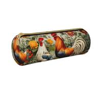 ANABPRMA Trousse à crayons cylindrique en cuir avec fermeture éclair Motif symboles de l'Angleterre, Poules et ferme, Taille unique, Pochette à monnaie