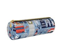 ANABPRMA Trousse à crayons cylindrique en cuir avec fermeture éclair Motif symboles de l'Angleterre, Symboles de l'Angleterre, Taille unique, Pochette à monnaie