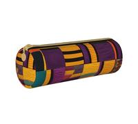 ANABPRMA Trousse à crayons cylindrique en cuir avec fermeture éclair Motif symboles de l'Angleterre, Texture ethnique tribale africaine, Taille unique, Pochette à monnaie