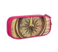 ANABPRMA Trousse à crayons de navigation Law of The Compass - Grande capacité - Double couche - Avec 2 poches principales zippées - Organiseur multifonction pour l'école, le bureau, les voyages, rose,