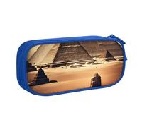 ANABPRMA Trousse à crayons Dreaming of The Pyramids of Khufu, grande capacité, double couche, avec 2 poches principales zippées, organiseur multifonction pour l'école, le bureau, les voyages, bleu,