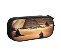 ANABPRMA Trousse à crayons Dreaming of The Pyramids of Khufu, grande capacité, double couche, avec 2 poches principales zippées, organiseur multifonction pour l'école, le bureau, les voyages, Noir ,