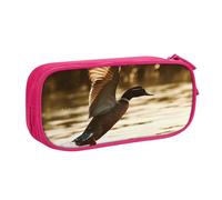 ANABPRMA Trousse à crayons Duck Fly Upon River, grande capacité, double couche, avec 2 poches principales zippées, organiseur multifonction pour l'école, le bureau, les voyages, rose, Taille unique,