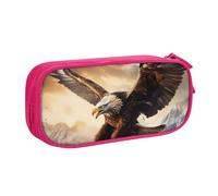ANABPRMA Trousse à crayons Eagle - Grande capacité - Double couche - Avec 2 poches principales zippées - Organiseur multifonction pour l'école, le bureau, les voyages, rose, Taille unique, Trousse de