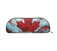 ANABPRMA Trousse à crayons en cuir avec fond doré, pochette de rangement demi-cercle pour maquillage, stylos et essentiels, Drapeau du Canada., Taille unique, Cartable