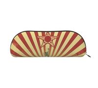 ANABPRMA Trousse à crayons en cuir avec motif d'éléphant, chouette, arbre, lune, étoile, demi-cercle, pour maquillage, stylos et essentiels, Fond de cirque vintage, Taille unique, Cartable