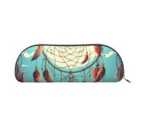 ANABPRMA Trousse à crayons en cuir avec motif perroquets colorés sur un arbre, pochette de rangement demi-cercle en cuir - pour maquillage, stylos et essentiels, Filet de rêve, Taille unique, Cartable