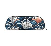 ANABPRMA Trousse à crayons en cuir avec motif perroquets colorés sur un arbre, pochette de rangement demi-cercle en cuir - pour maquillage, stylos et essentiels, Motif chinois, Taille unique, Cartable