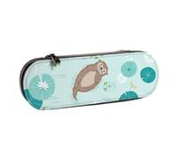 ANABPRMA Trousse à crayons en cuir rigide avec fermeture éclair multi-usage pour papeterie, maquillage ou petits accessoires, Loutres, Taille unique, Trousse de beauté