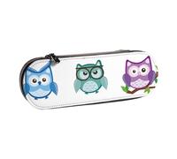 ANABPRMA Trousse à crayons en cuir rigide avec fermeture éclair multi-usage pour papeterie, maquillage ou petits accessoires, Chouettes et oiseaux., Taille unique, Trousse de beauté