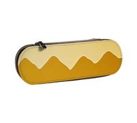 ANABPRMA Trousse à crayons en cuir rigide avec fermeture éclair multi-usage pour papeterie, maquillage ou petits accessoires, Jaune moutarde et noir, Taille unique, Trousse de beauté