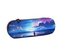 ANABPRMA Trousse à crayons en cuir rigide avec fermeture éclair multi-usage pour papeterie, maquillage ou petits accessoires, Northern Lights, Taille unique, Trousse de beauté