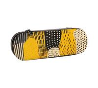 ANABPRMA Trousse à crayons en cuir rigide avec fermeture éclair multi-usage pour papeterie, maquillage ou petits accessoires, Jaune moutarde et noir, Taille unique, Trousse de beauté