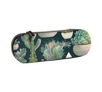 ANABPRMA Trousse à crayons en cuir rigide avec fermeture éclair multi-usage pour papeterie, maquillage ou petits accessoires, Plantes succulentes et cactus, Taille unique, Trousse de beauté